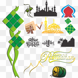 Graphic design, ketupat, Salam Ramadhan text overlay, cdr, leaf png