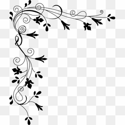 Flower Black and white, Corner Border, angle, white, text png