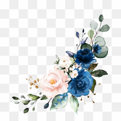 Red blue corner flower, png