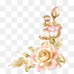 Rose gold, corner flower, png