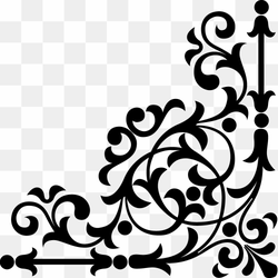 Black floral, Frames, corner line, leaf, text, branch png