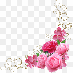 Pink flowers decorate the corners, pink, flowers, decoration png
