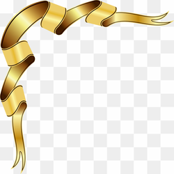 Golden corner ribbon, png