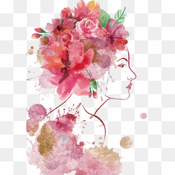 Pink and red flowers, Woman Watercolor painting International Womens Day, Women Women 's Day Poster cartoon promotional material, cartoon Character, flower Arranging, holidays png