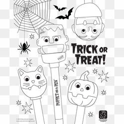 Halloween Coloring Pages PNG Isolated HD