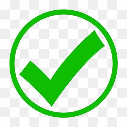 Green tick with circle