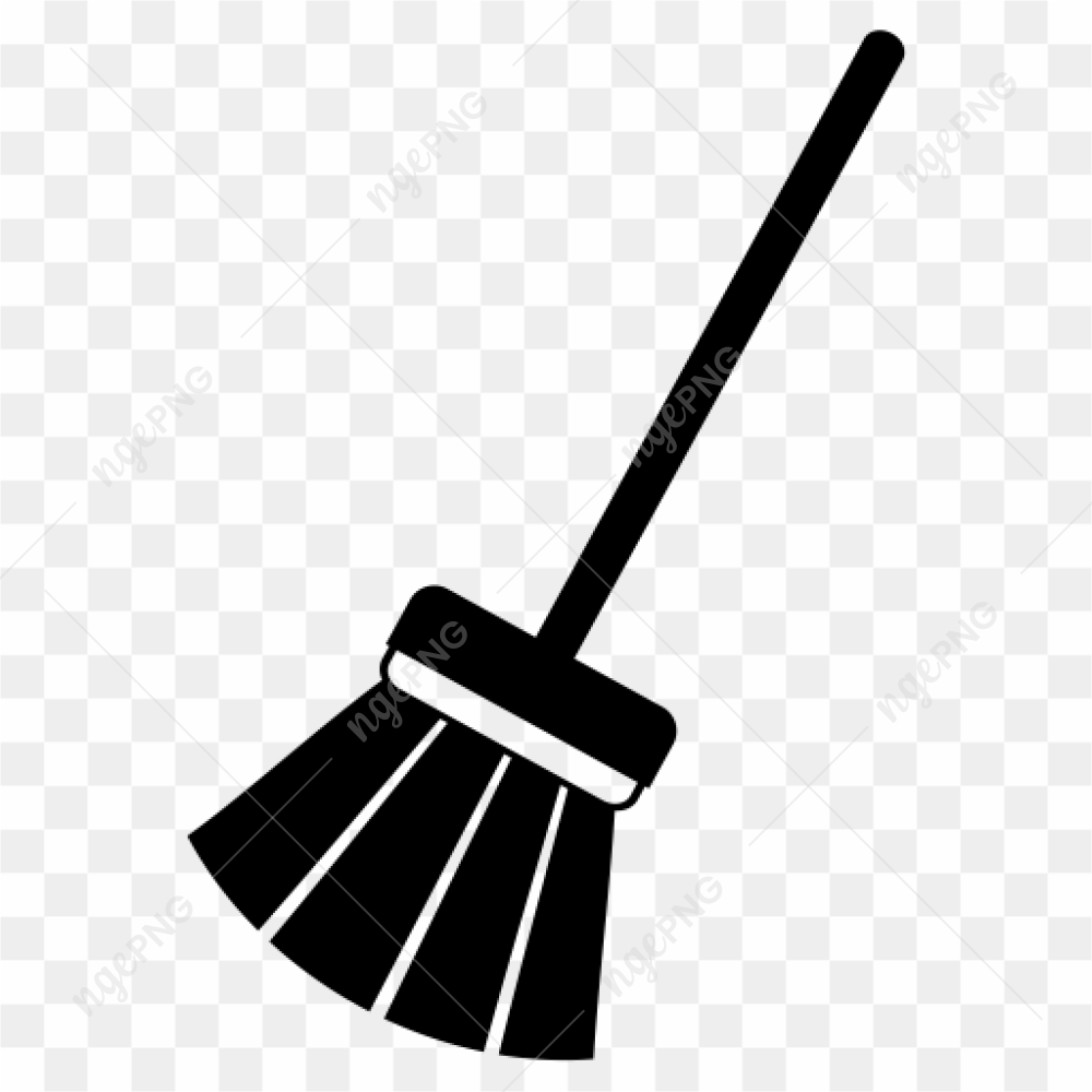 Black Broom Vector PNG Image