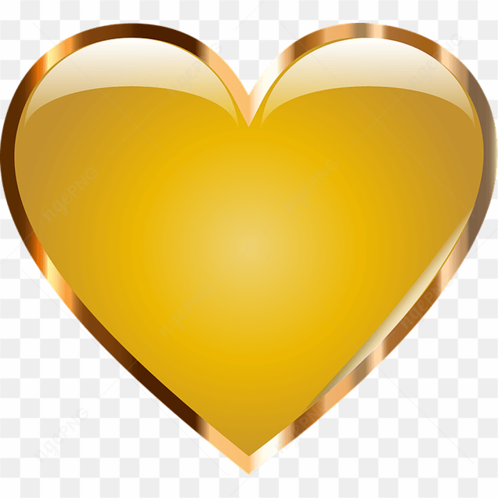 Shiny Gold Heart Transparent PNG