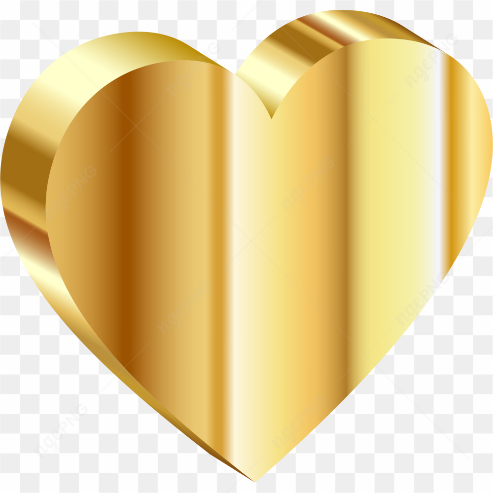 Vector Gold Heart PNG Transparent Image
