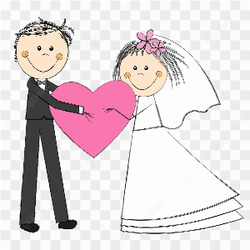 Cute Wedding Couple Cartoon PNG HD