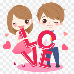 Cute Wedding Couple Cartoon PNG