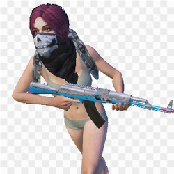 Female action figure with a gun in the hands of PUBG Mobile