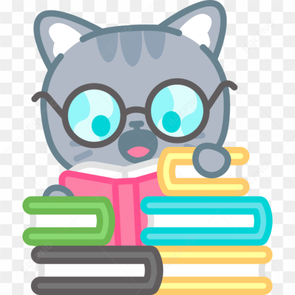 Clever cat read books