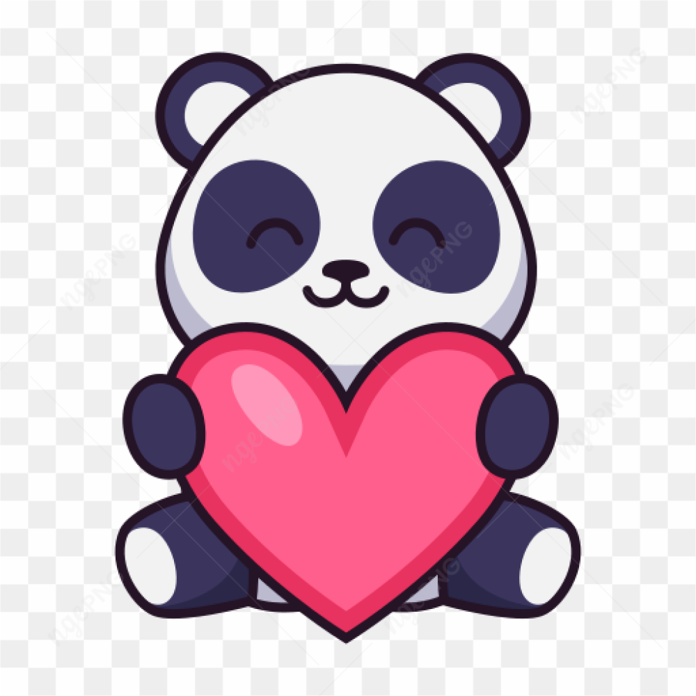 Panda hand a heart