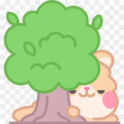 A green tree next to a cat