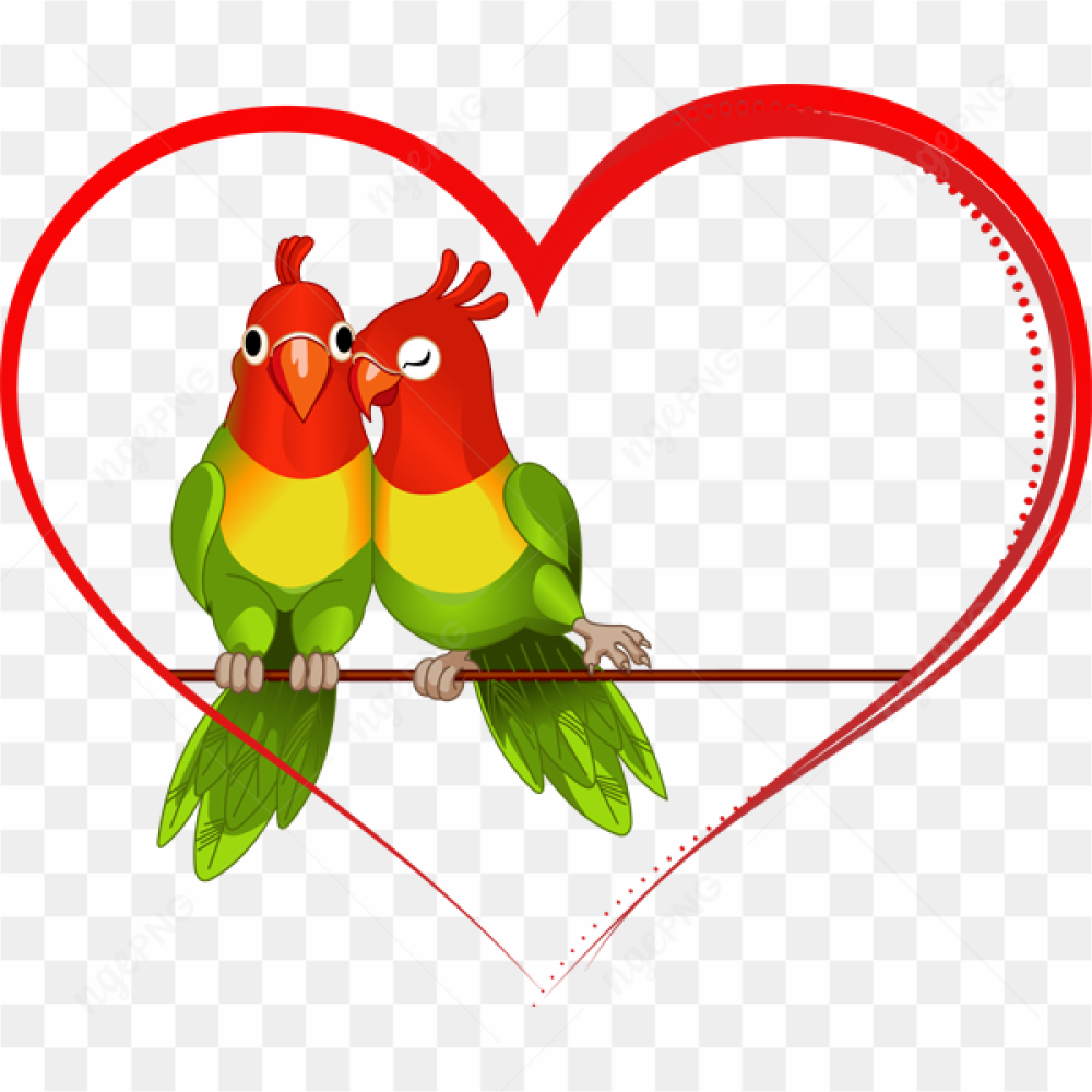 Lovebirds inside the heart