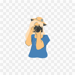 FEMALE PHOTOGRAPHER IN BLUE