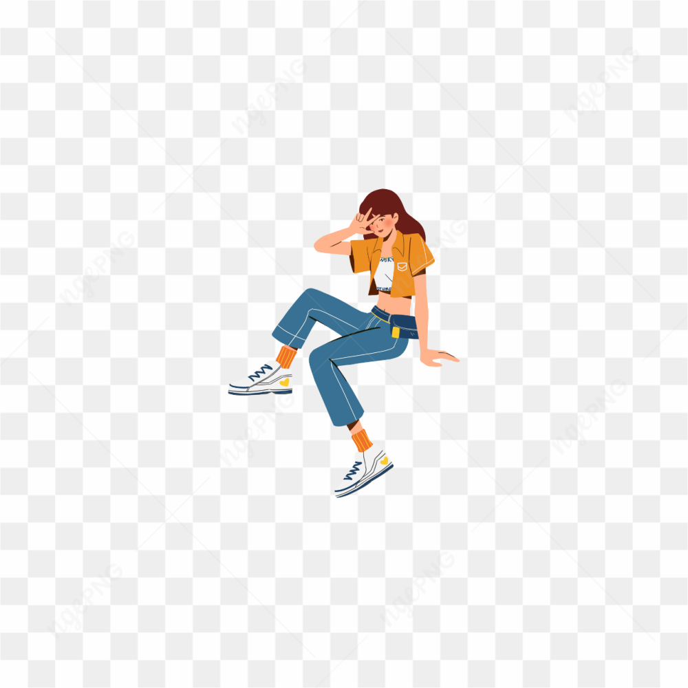 LADY IN ORANGE AND BLUE