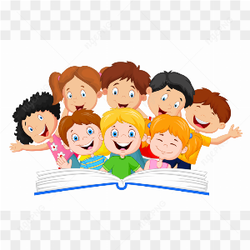 Children reading cartoon image