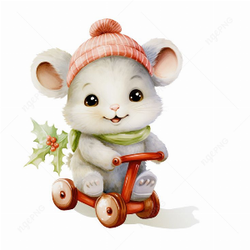 Little mouse on a scooter