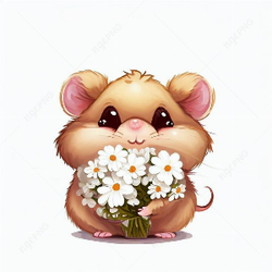 Hamster with flowers