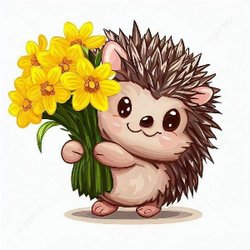 Hedgehog with flowers