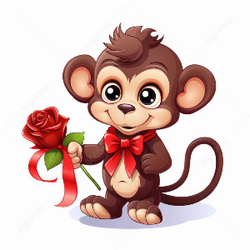 Monkey with a flower