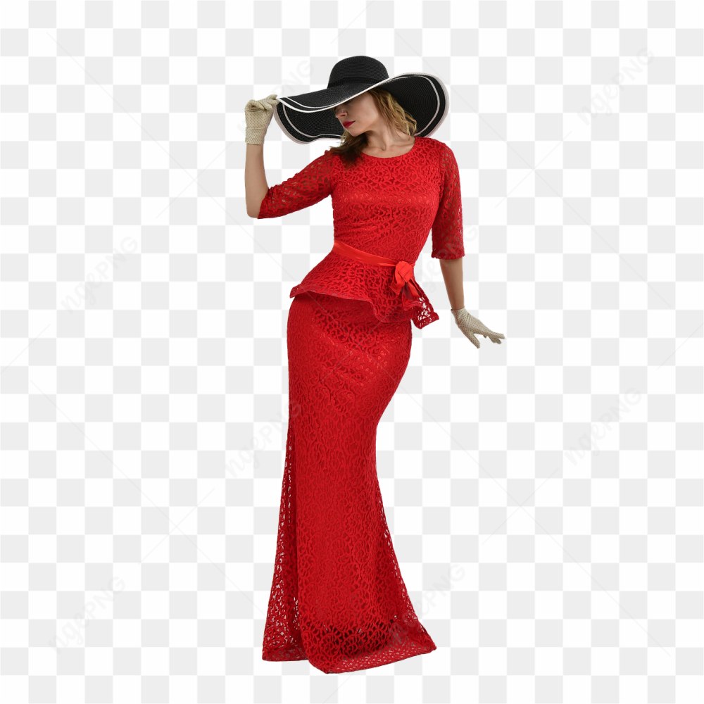 Lady in red gown