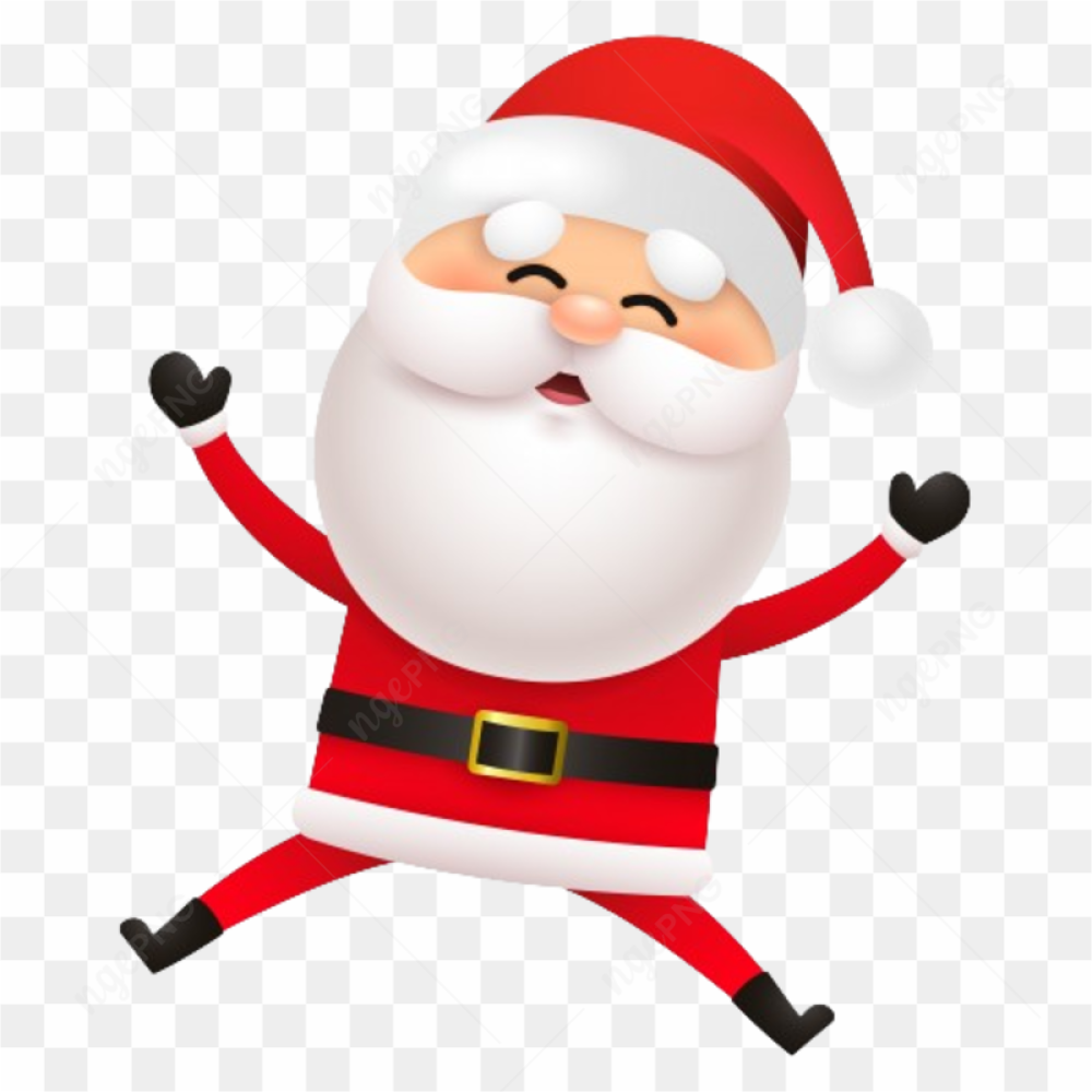 Cheerful santa claus jumping on transparent background PNG