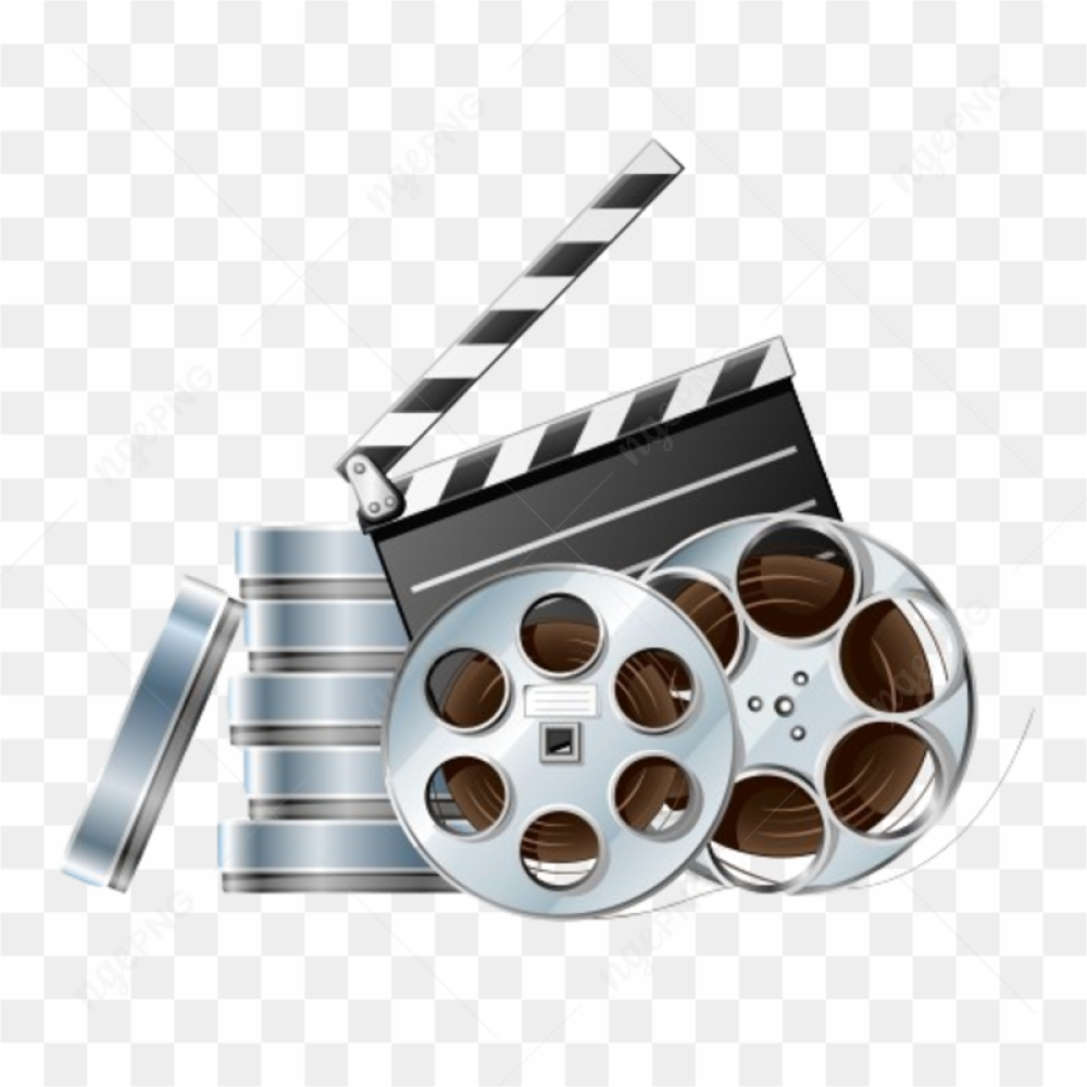 Movie film disk with clapper board vector PNG