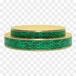 Golden-green stage podium for product presentation on transparent background PNG