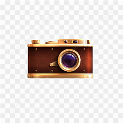 Retro style camera in brown color on transparent background PNG