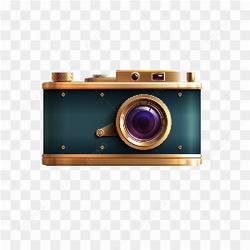 Retro style camera in brown color on transparent background PNG