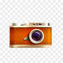 Retro style camera in brown color on transparent background PNG