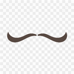 Hand drawn mustache in black color on transparent background PNG