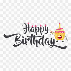 Cute and funny happy birthday calligraphy isolated on transparent background PNG