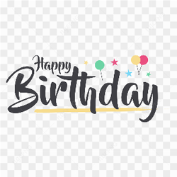 Cute and funny happy birthday calligraphy on transparent background PNG