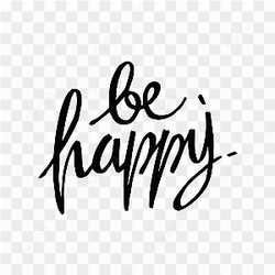Hand drawn be happy lettering on transparent background PNG
