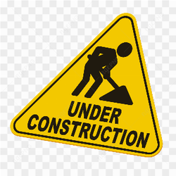 Yellow under construction flat sign on transparent background PNG