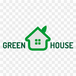 Green house logo design template on transparent background PNG