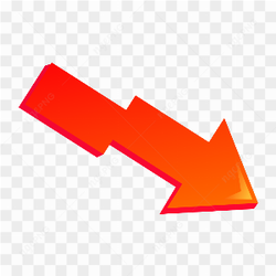 Glossy arrow icon with red color on transparent background PNG