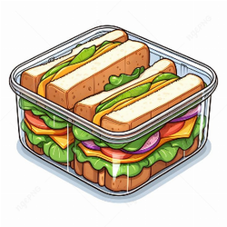 Box with delicious sandwiches