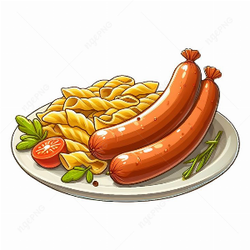 Sausages with pasta