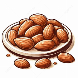 Portion of nuts almonds
