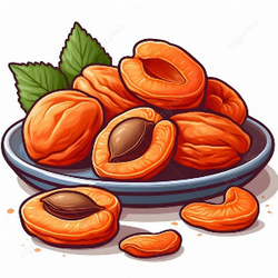 Portion of apricot in a plate