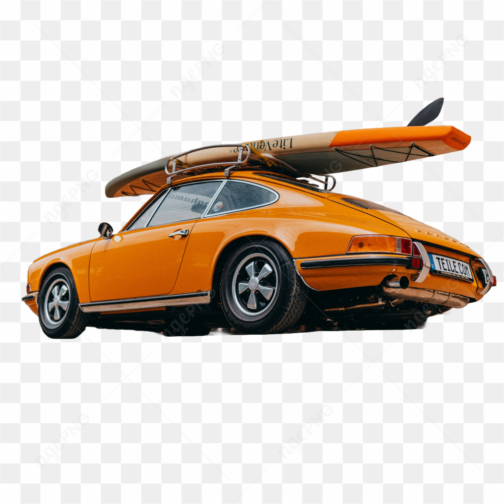Car with surfing board