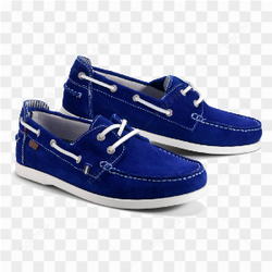 Une paire de chaussures bateau bleues avec des lacets blancs 