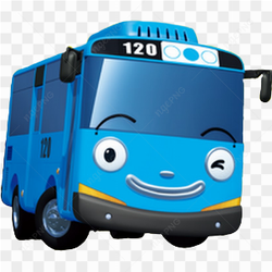 Tayo le petit bus bleu avec un visage souriant
