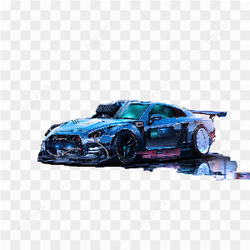 Voiture de course neon bleu