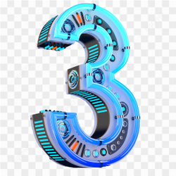 Number three neon blue 